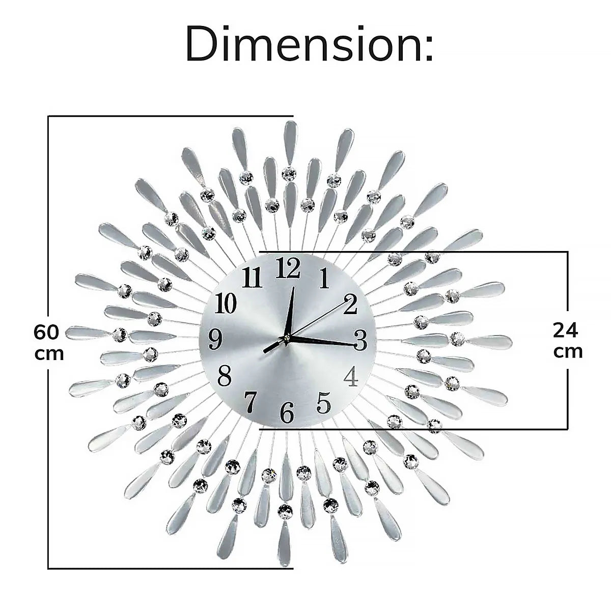 Diamante Beaded Crystals Jeweled Wall Clock Glam Living Room-Furniture Kingdom
